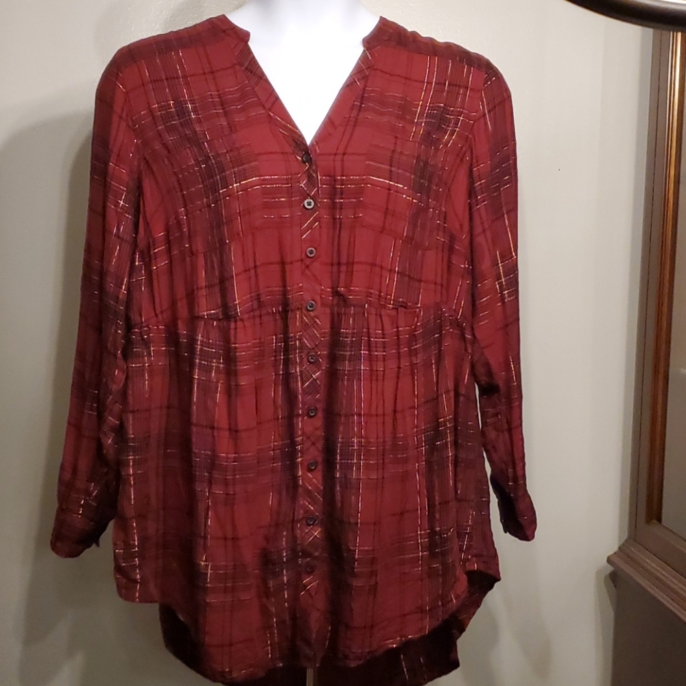Torrid Long Sleeve Button Front Blouse